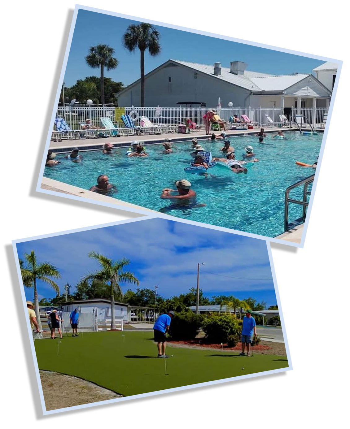 Lifestyle Snapshot photos of life at Carriage Village Landowners Association in beautiful North Fort Myers, Florida. Pool and Golf.